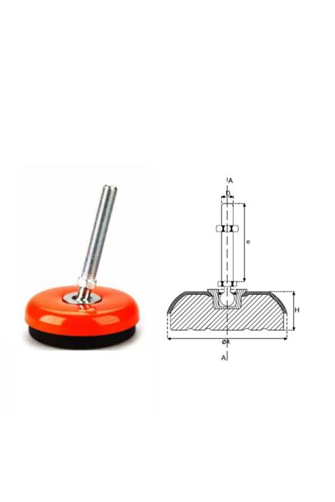 YİSA Çap:120 Civata Boyu:200 Civata:m-20 Tezgah Tamponu Bombeli Oynar Statik Boyalı-10 Ad.