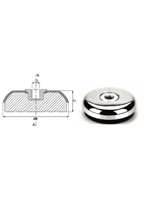 YİSA Çap:80 Yükseklik:25 Burç:m-12 Tezgah Tampolu Bombeli Dişi Krom Kaplamalı-10 Ad.