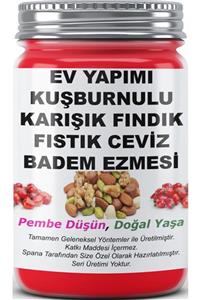 SPANA Kuşburnulu Karışık Fındık Fıstık Ceviz Badem Ezmesi Ev Yapımı Katkısız 330gr