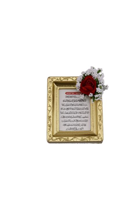 Eminonutoptanci Polyester Ayet Magnetli  Mıknatıslı Ayetli Süslü  50 Adet Gold Çerçeve