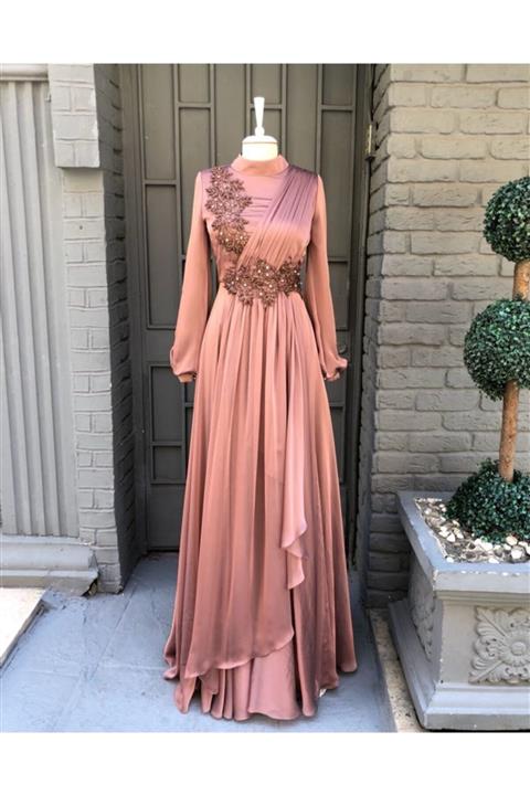 İyem Tesettür Mihrimah Janjan Lüx Tesettür Abiye - Bakır