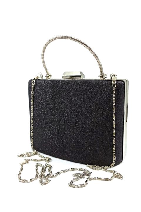 Çanta Sepetim Siyah Simli Tablet Abiye Çantası