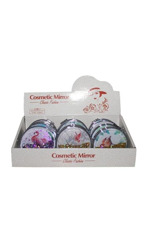 EvimShopping Flamingo Temalı Taşsız Cep Aynası El Aynası Makyaj Aynası