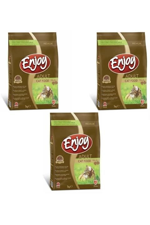 Enjoy Tavuklu Yetişkin Kedi Maması 1 Kg X 3 Adet - Özel Kilitli Paket