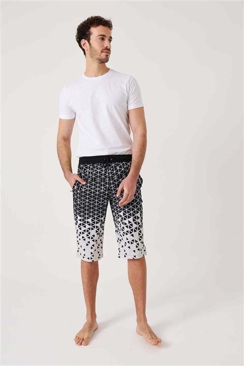Haşema Erkek Geometrik Desenli Havuz Şortu