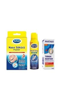 Scholl Nasır Sökücü Flaster 8 Adet+wartner Tırnak Mantar Jeli+koku Önleyici Ayakkabı Spreyi