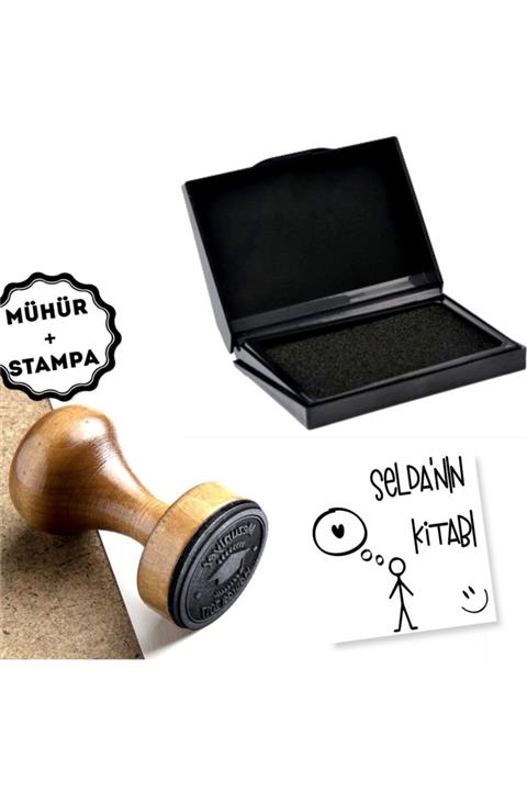 EHediyeci Isim Yazılı Ahşap Kitap Mührü - A870