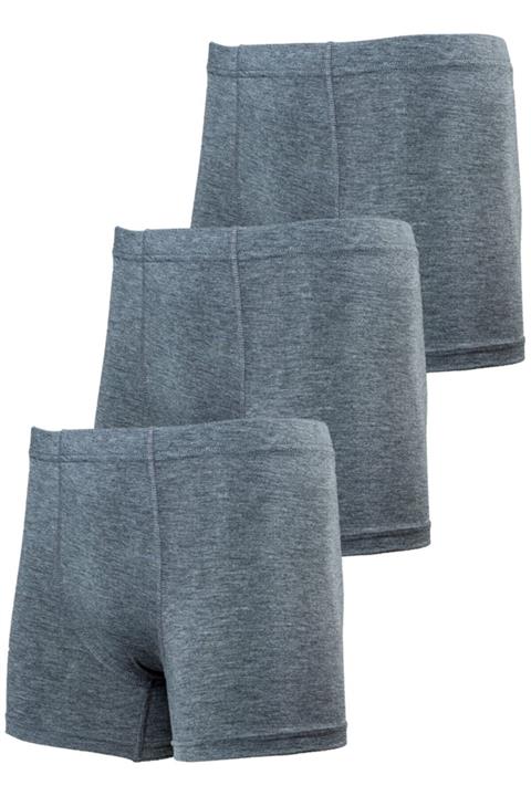 BSM Erkek Koyu Gri Pamuklu Yüksek Kalite Rahat Lastik Bel Uzun 3'lü Paket Boxer