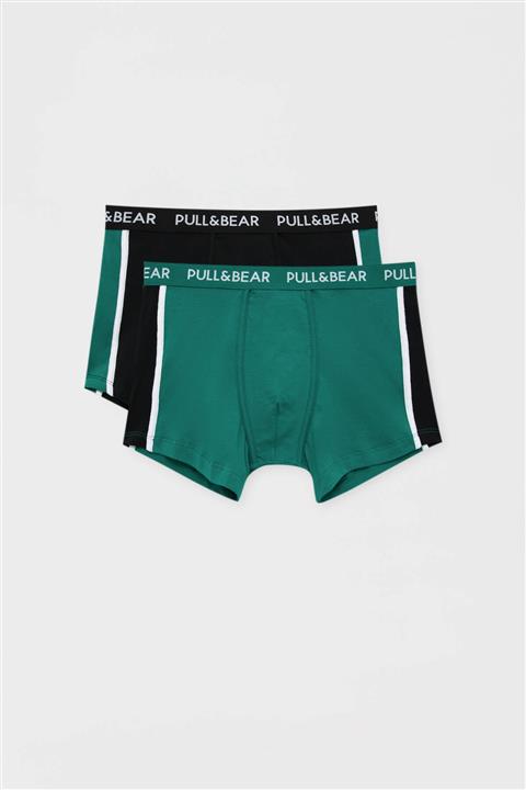 Pull & Bear 2'Li Yeşil Ve Siyah Boxer Paketi