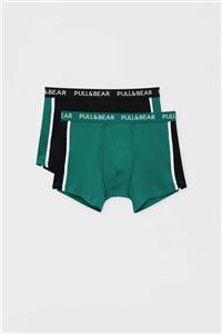 Pull & Bear 2'Li Yeşil Ve Siyah Boxer Paketi