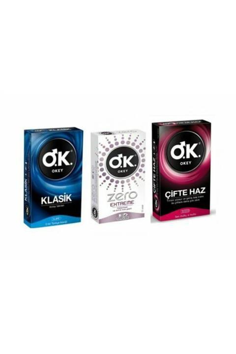 Okey Prezervatif Klasik 10'lu Zero Extreme 10'lu Çifte Haz 10'lu