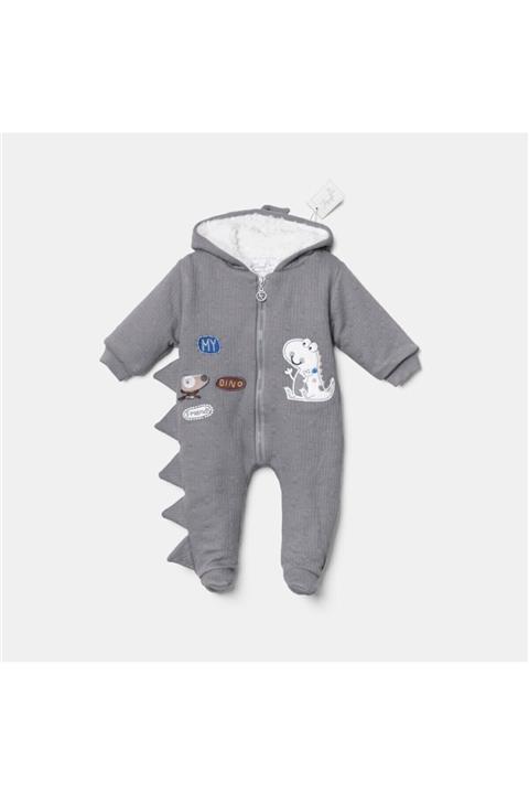 FİORELLA BİGOBABY Unisex Bebek Gri Kapüşonlu Tulum