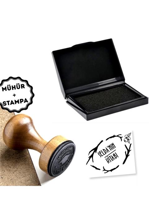 EHediyeci Isim Yazılı Ahşap Kitap Mührü A806