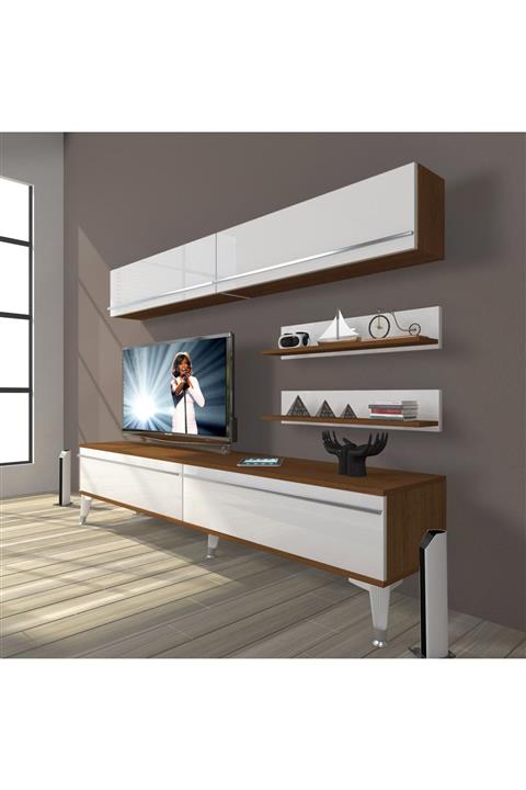 Decoraktiv Eko 5 Mdf Std Silver Tv Ünitesi Tv Sehpası Ceviz Beyaz