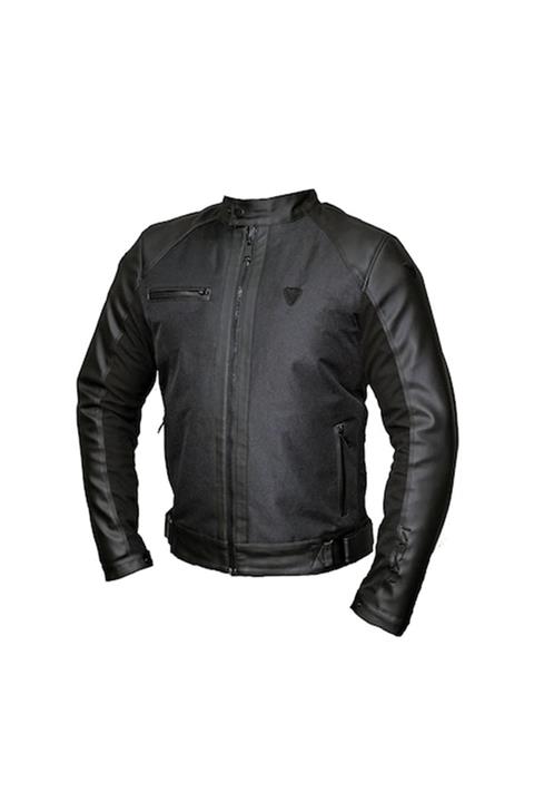 Vexo Derı Kumaş Siyah Korumalı Motosiklet Montu