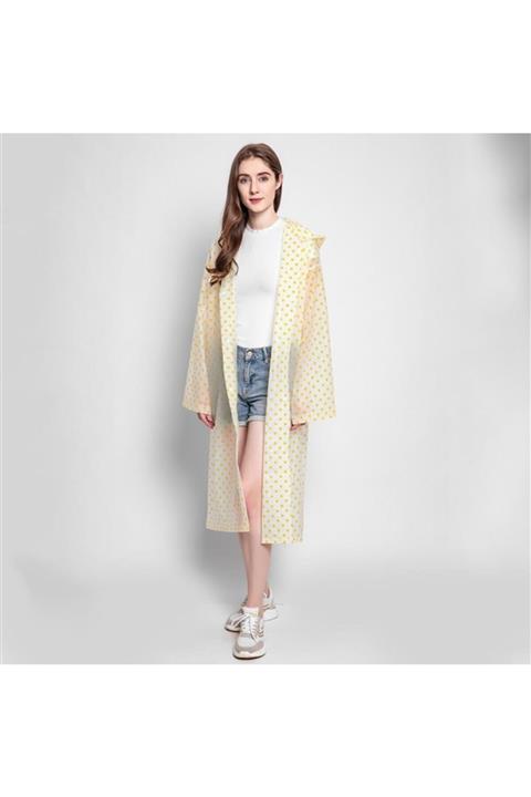 7 Moda Konsept Yağmurluk, Su Geçirmez Şık Kıyafet Üstü Yağmurluk, Sarı Renk