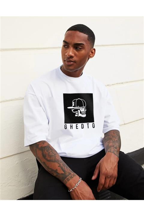 Ghedto Fear Oversize Beyaz Tshirt