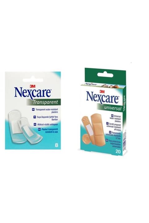 Nexcare Transparent 8'li Yara Bandı + Universal Karışık Yara Bandı 20li