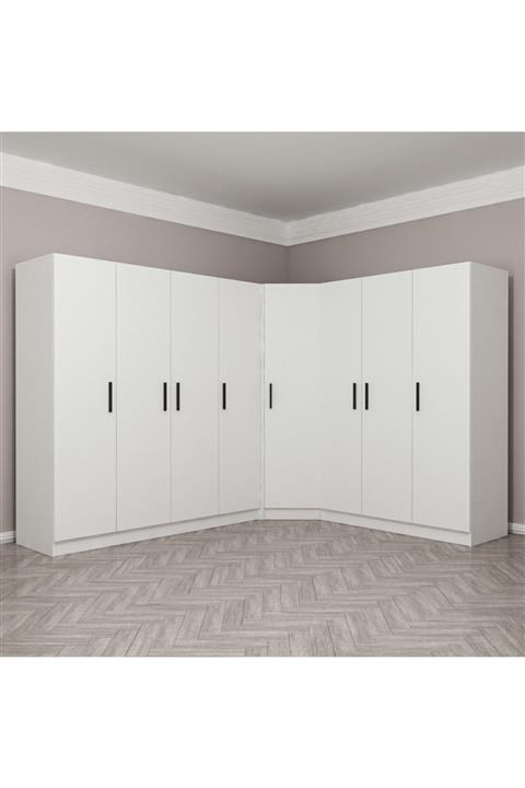 Minar Kale 8 Kapak 4ç Köşe Zincir Dolap - Beyaz