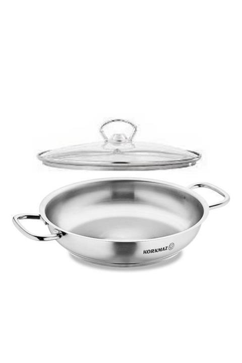 KORKMAZ A1184 Proline Çelik Sahan 22 Cm Cam Kapaklı
