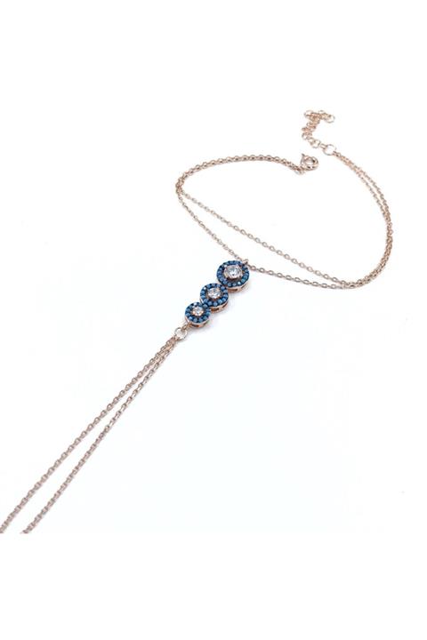 MaGümüş Kadın Turkuaz Üç Taşlı Gümüş Şahmeran Bileklik