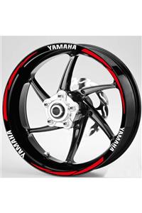 Çınar Extreme Beyaz Yamaha Yazılı 3 Parçalı Reflektif Kırmızı Yamaha Jant Şeridi Sticker