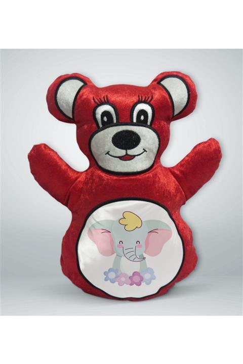 BK Gift Sevimli Fil Tasarımlı Kırmızı Ayıcık Yastık 1