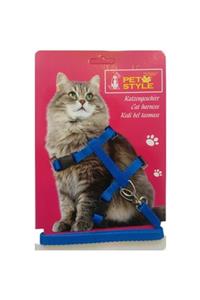 Pet Style Petstyle Kedi Tasması Kedi Göğüs Bel Ayarlanabilir Dayanıklı Sağlam Tasma Mavi