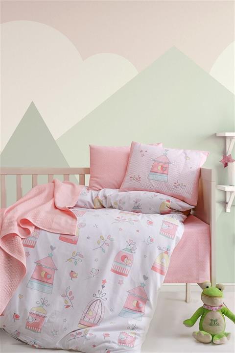 İyi Geceler İstanbul Ranforce Bebek Nevresim Takımı Bird House Somon