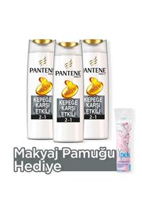 Pantene 2'si 1 Arada Şampuan ve Saç Bakım Kremi Kepeğe Karşı Etkili 500 mlx3+Makyaj Pamugu