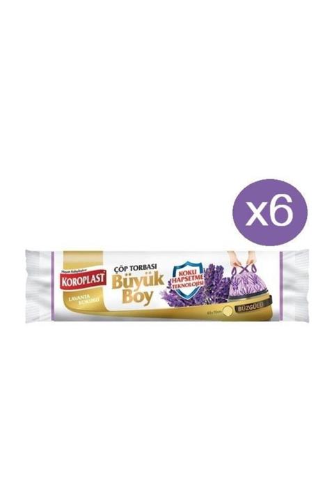 Koroplast Lavanta Büzgülü Büyük Çöp Torbası 10'lu X 6 Paket