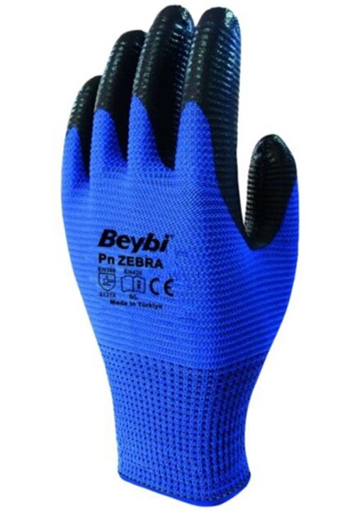 Beybi Pn Zebra Nitril Iş Eldiveni Mavi Siyah 12 Çift No 9-10