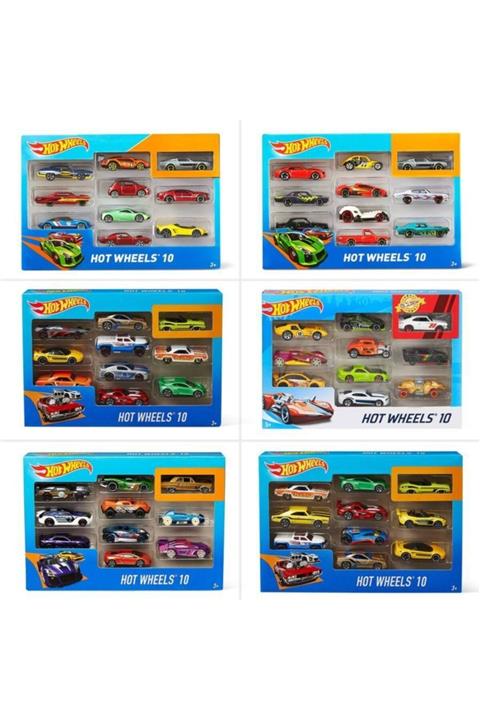 Hotwhells Mattel Hot Wheels 10 Araçlı Hediye Paketi (stiller Değişebilir), Çok Renkli 10 Lu 54886