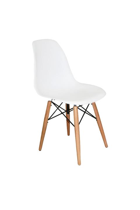 Woodesk Luna Ağaç Ayaklı Modern Eames Beyaz Sandalye