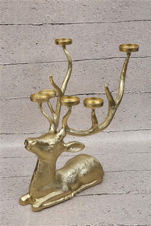 Evdema Altın Geyik Altın Mumluk Dekor