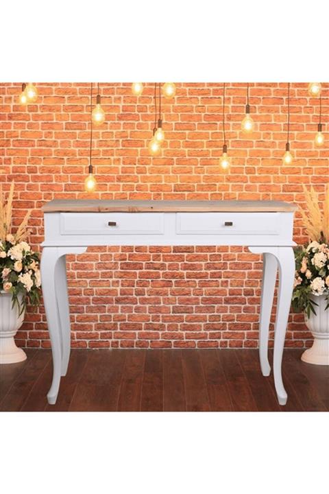 ROYS AHŞAP Ahşap 100 Cm Çekmeceli Beyaz Naturel Dresuar