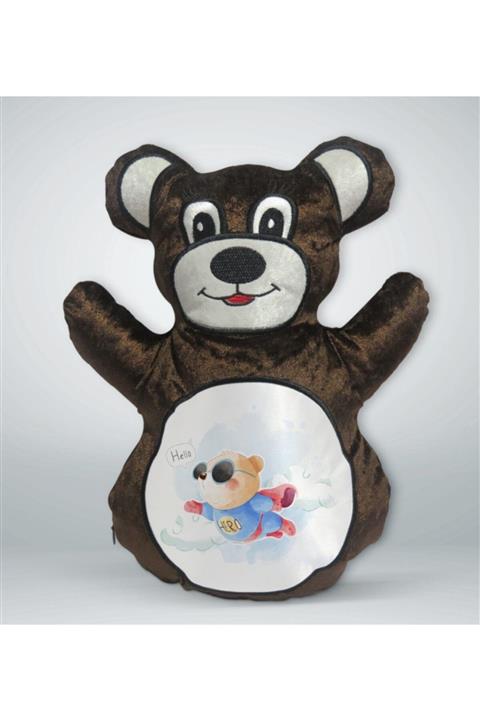 BK Gift Süper Ayıcık Tasarımlı Kahverengi Ayıcık Yastık-1