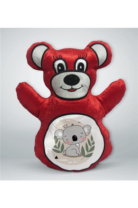 BK Gift Sevimli Koala Tasarımlı Kırmızı Ayıcık Yastık-1