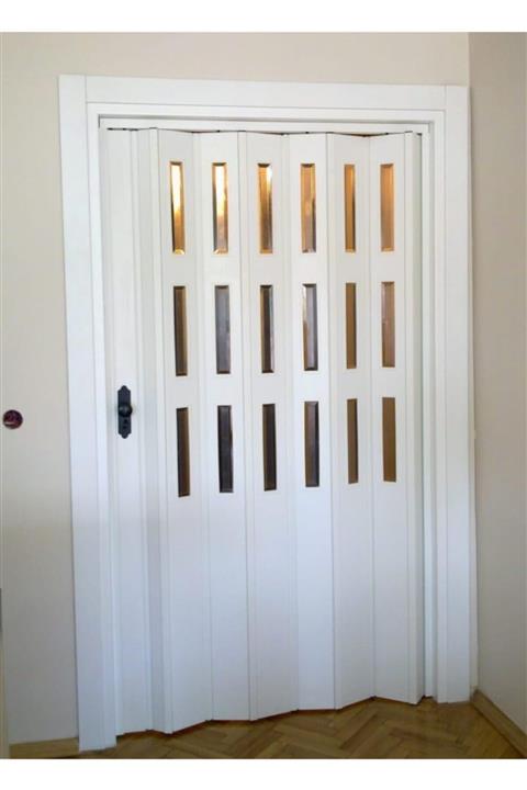 FARAN DEKORASYON Beyaz Camlı Akordiyon Kapı 147*205