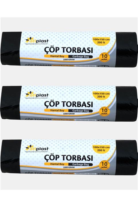 ATİPLAST Hantal Boy Çöp Torbası 1000 gr (10 Adetli X 3 Rulo)
