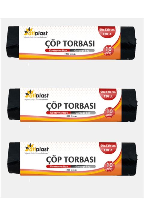 ATİPLAST Konteyner Boy Çöp Torbası 90x120 1000 g (10 Adetli x 3 Rulo)