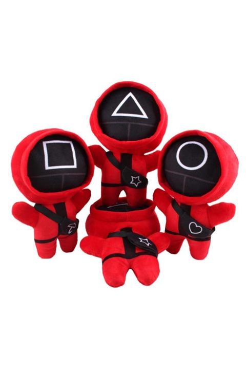 Mashotrend 3 Lü 25 Cm Kare Squid Game Peluş - Squid Game Oyuncu Pelüş - Üçgen Peluş - Squid Game Yuvarlak Peluş