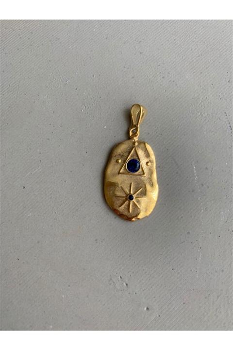 bvjewel 925 Gümüş Vintage Tasarım Mavi Doğaltaş Kolye Ucu