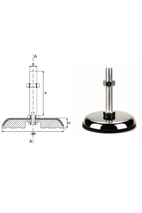 YİSA Çap:100 Civata Boyu:100 Civata:m-12 Tezgah Tamponu Kısa Krom Kaplamalı-10 Ad.