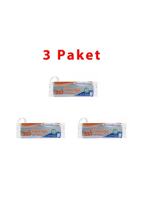 KAZANÇ Plastik 120 Litre Konteyner Çöp Torbası Poşeti / 90 X 125 Cm / 3 Tane 10 Adetlik Paket