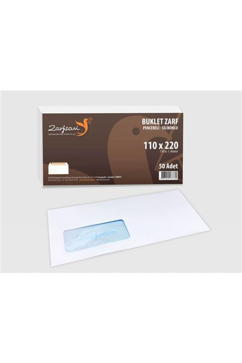 Zarfsan Buklet Zarf Pencereli 110 gr 11x22  50 Adet