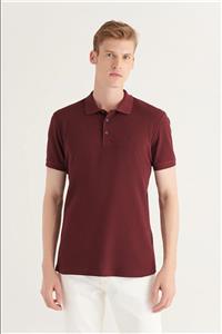 Avva Erkek Koyu Bordo Polo Yaka Düz T-shirt E001004