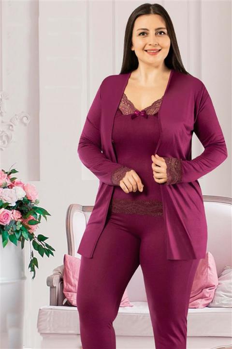 Markosin Büyük Beden Dantel Detaylı Pijama Takımı 3678