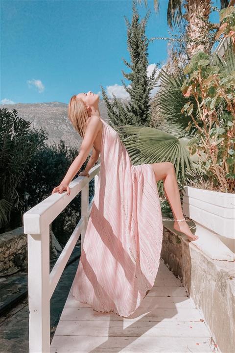 Feraye Batik Pembe Plaj Elbisesi