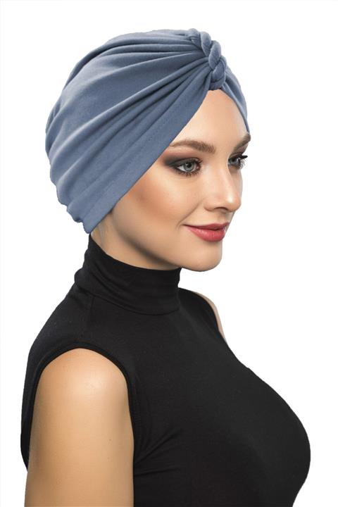 fidan bone Soft Burgulu Mavi-melanj Hazır Türban Tesettür Bone
